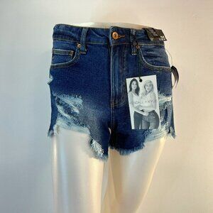 Kendall & Kylie Women's Distressed "The Icon" Denim Shorts - Juniors Size 1 -NWT